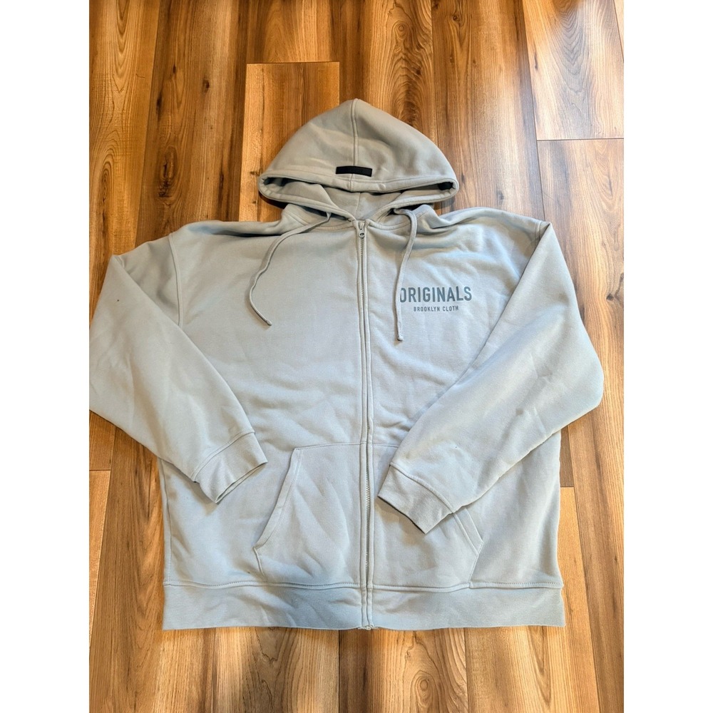 Brooklyn Cloth Originals Full Zip Hoodie Sweatshirt Light Blue Men's XL Jacket